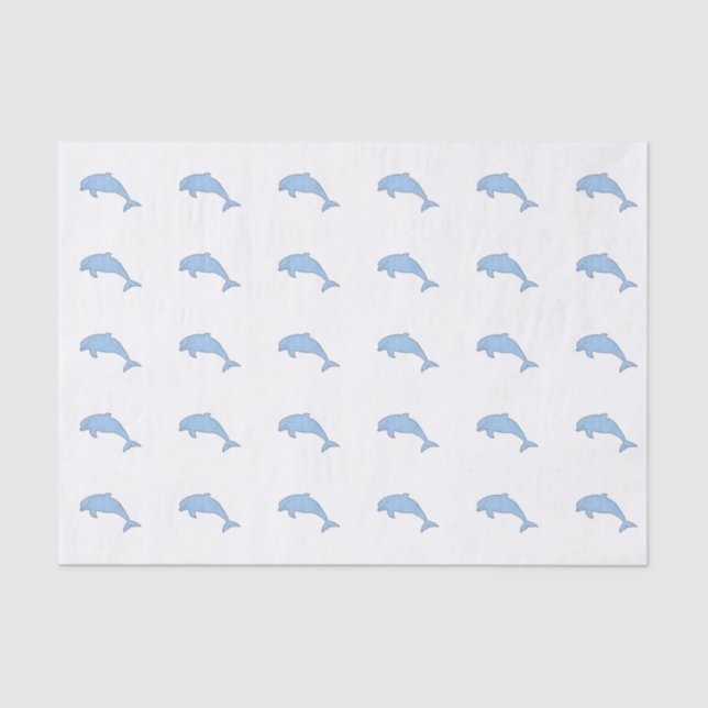 Papier Mousseline Dauphins bleus d'aquarelle (Recto)