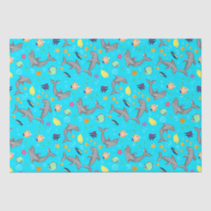 Papier Mousseline Dauphins de natation Whimsical et poissons colorés