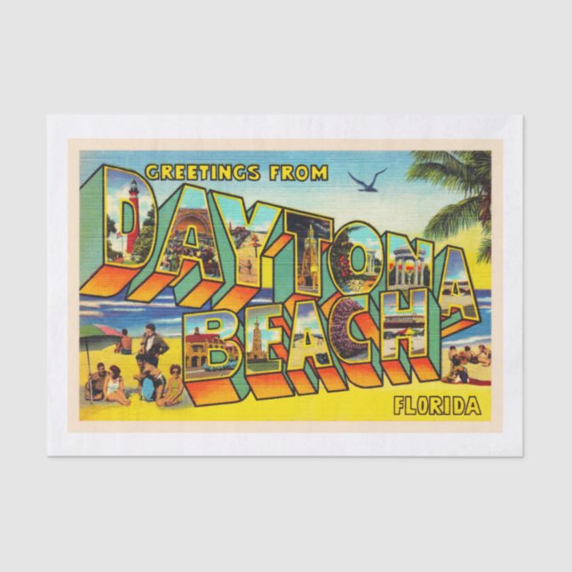 Papier Mousseline Daytona Beach Florida FL Grande Lettre Carte posta (Recto)