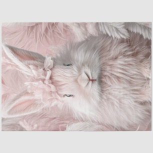 Papier Mousseline Déchoupage Lapin Pâques Rose