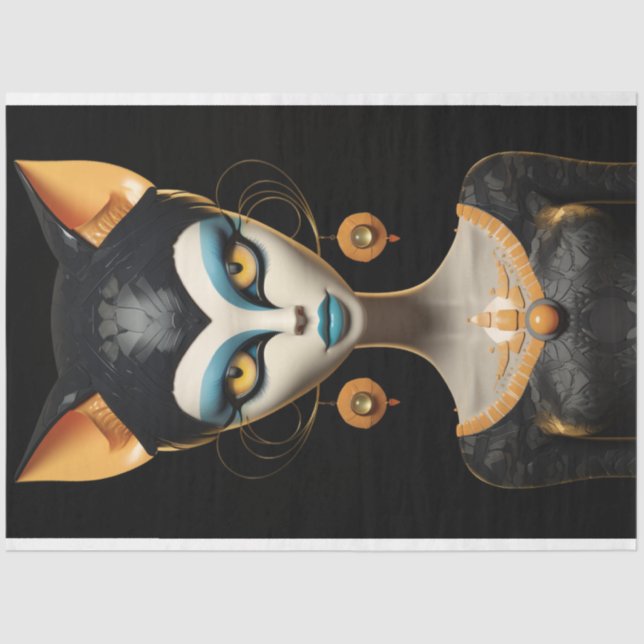 Papier Mousseline Déco Art Feline Orange Eyes Découpage (Recto)