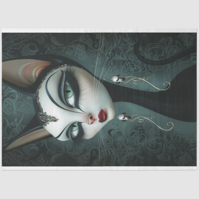 Papier Mousseline Déco Art glamour Chat Découpage (Recto)