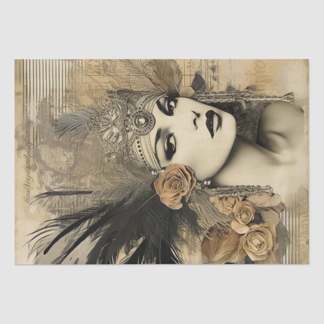 Papier Mousseline Déco de Fille Flapper des années 1920 (Recto)