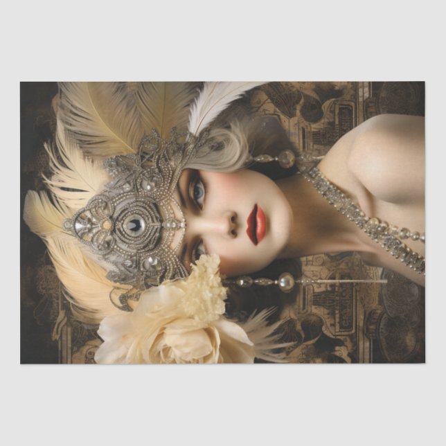 Papier Mousseline Déco de Fille Flapper des années 1920 (Recto)