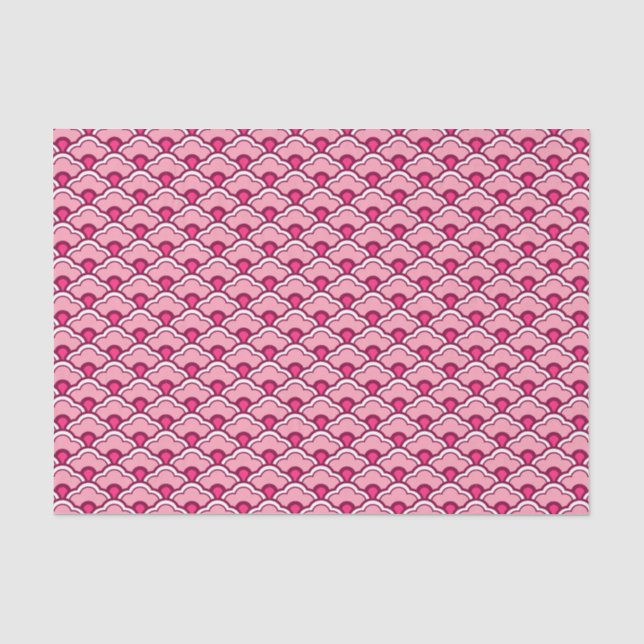 Papier Mousseline Déco pétoncles chinois, fuchsia et rose pâle (Recto)