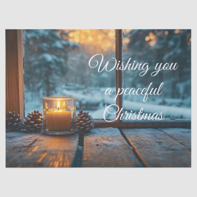 Papier Mousseline Décor de Noël d'hiver paisible dans la fenêtre (Recto)