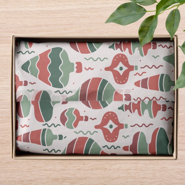 Papier Mousseline Décorations de Noël Rouge Vert Rétro (Créateur téléchargé)