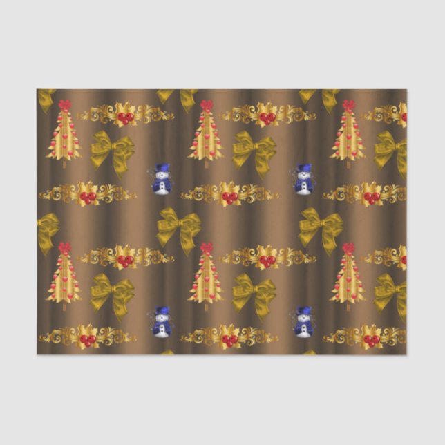 Papier Mousseline Décorations de Noël sur bronze (Recto)