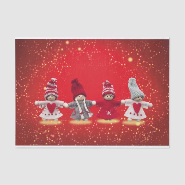 Papier Mousseline Décorations de Noël sur un arrière - plan rouge (Recto)