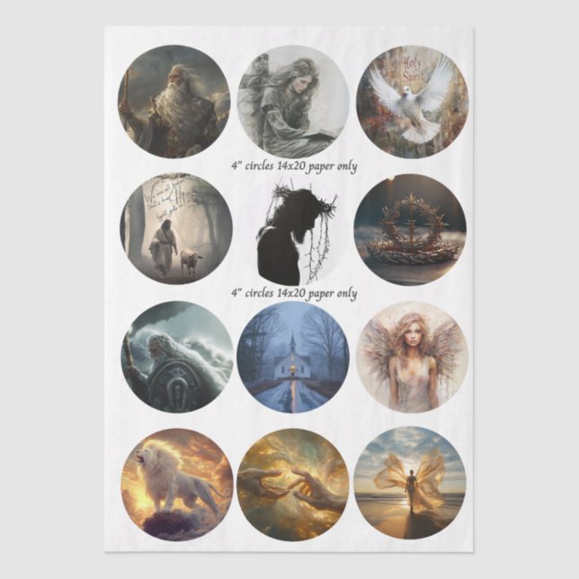 Papier Mousseline Decoupage 12 Devotional Faith Coaster Set 4" (Recto)