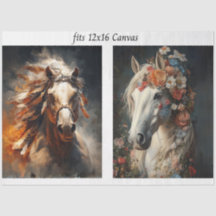 Decoupage 12x16 Horse Duo Stallion Southwestern 