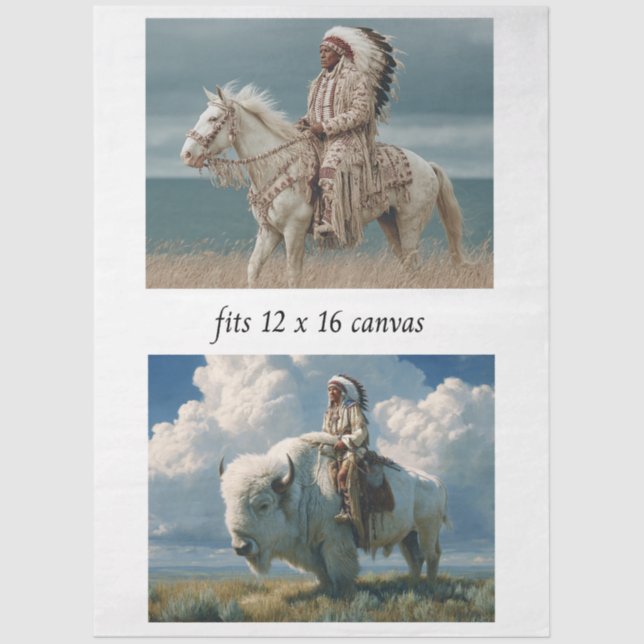 Papier Mousseline Decoupage 12x16 Native American Indian Designs  (Recto)