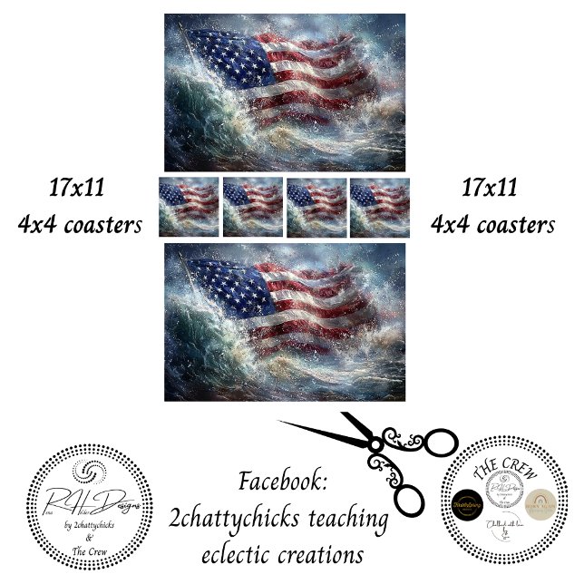 Papier Mousseline Decoupage 250th American Flag Rising in Ocean  (Créateur téléchargé)