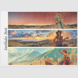 Papier Mousseline Découpage 26x6" Cowgirl Motifs de Scies à Main Wes
