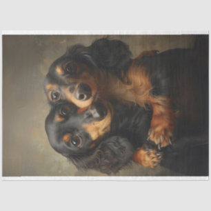 Papier Mousseline Découpage 2 Chiens de Dachshund Accrochage
