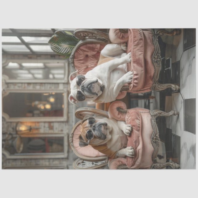 Papier Mousseline Découpage 2 Cool Buldogs Lunettes de soleil (Recto)