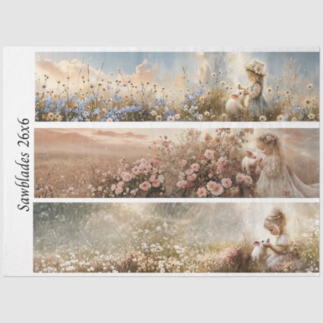 Papier Mousseline Découpage 3 conceptions Fille de ferme & Scies à m (Recto)