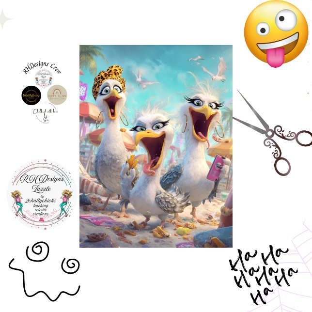 Papier Mousseline Decoupage 3 Crazy Seagull Wackadoodles  (Créateur téléchargé)