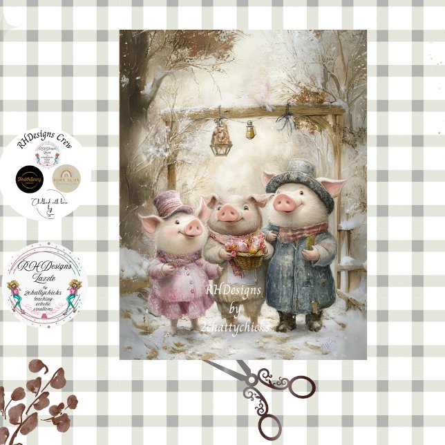 Papier Mousseline Decoupage 3 Petits Cochons Livre Forest  (Créateur téléchargé)
