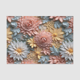 Papier Mousseline Découpage 3d Belles fleurs pastel