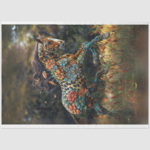 Papier Mousseline Découpage à cheval à galopante à fleurs lunaires