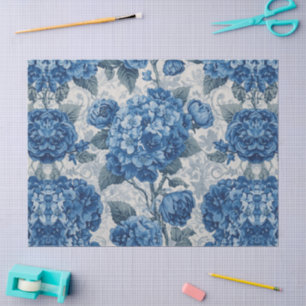Papier Mousseline Découpage à motif floral d'hortensia délavé élégan