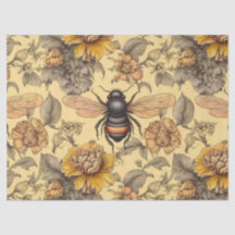 Découpage, abeille victorienne, abeille et fleurs