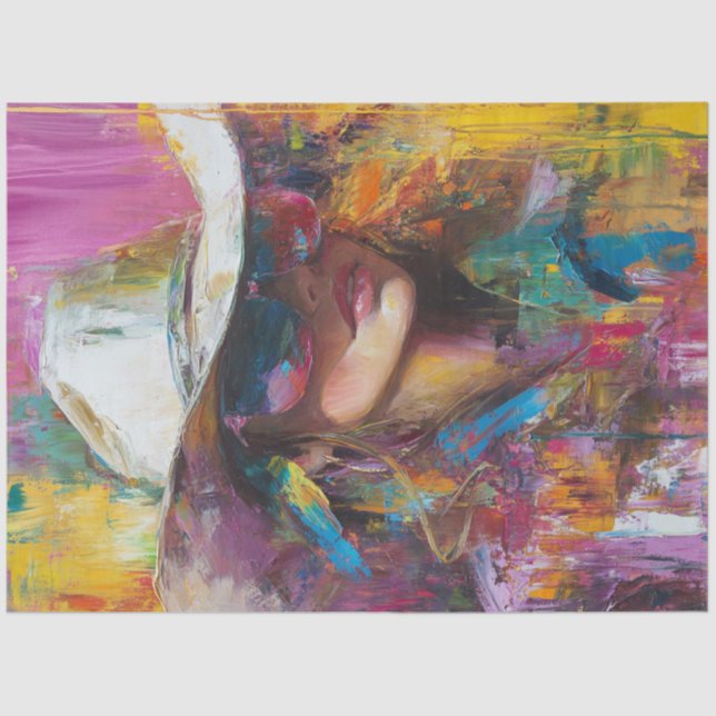 Papier Mousseline Découpage Abstrait Couleurs en gras Cowgirl (Recto)