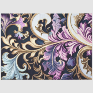 Papier Mousseline Découpage Abstrait Gold Purple Blue Swirls
