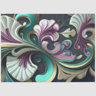 Papier Mousseline Découpage Abstrait Motif de wirl rose violet teint
