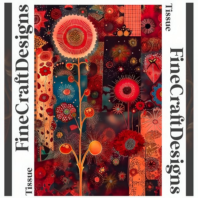 Papier Mousseline Découpage Abstraite de style courtepointe rouge ga (Créateur téléchargé)