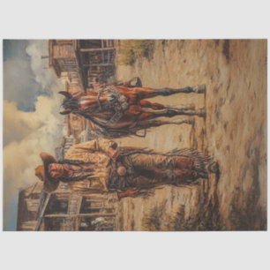 Papier Mousseline Découpage American Indian & Horse Western Town