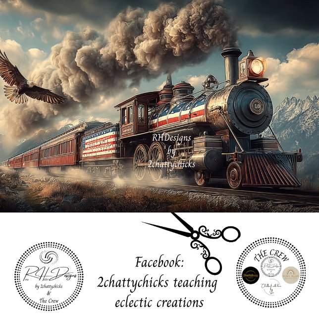 Papier Mousseline Decoupage American Locomotive With Flag & Eagle (Créateur téléchargé)