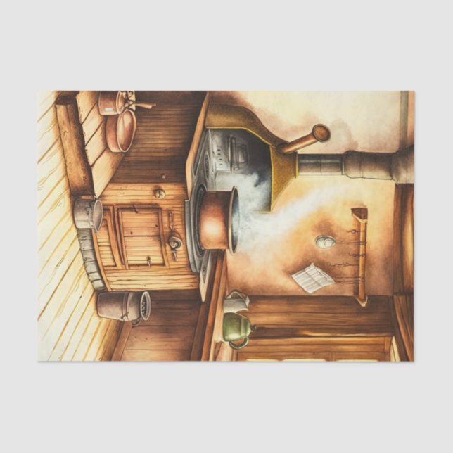 Papier Mousseline Découpage aquarelle Cuisine du pays (Recto)