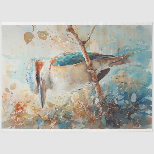 Papier Mousseline Découpage aquarelle de kookaburra (Recto)