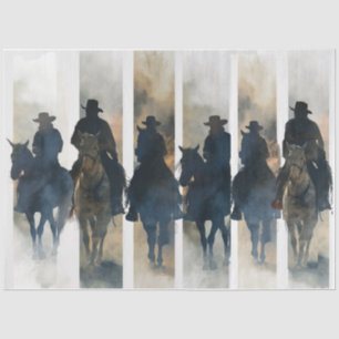 Papier Mousseline Découpage Aquarelle Pinceau Collage 6 Cowboys