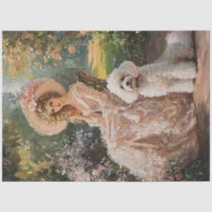 Papier Mousseline Découpage Aquarelle Vintage dame et chien de canic