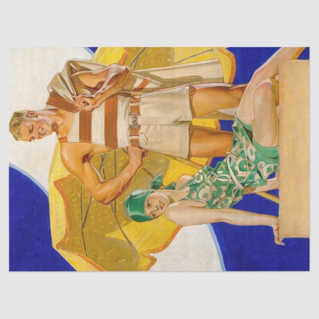 Papier Mousseline Découpage Art déco FX Leyendecker des années 1920  (Recto)