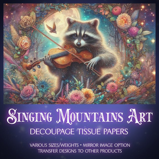 Papier Mousseline Découpage Art nouveau Imaginaire Forest Raccoon (Créateur téléchargé)