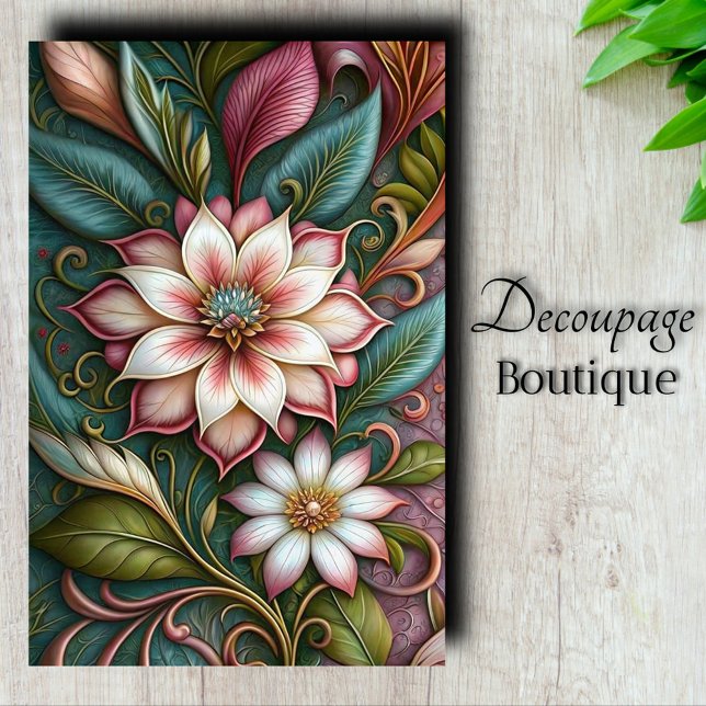 Papier Mousseline Découpage Art Nouveau Magnolia (Art Nouveau Magnolia Decoupage Tissue Paper)