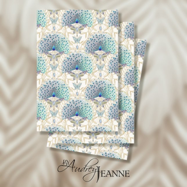 Papier Mousseline Découpage Art nouveau Peacock Butterfly Ivory (Créateur téléchargé)