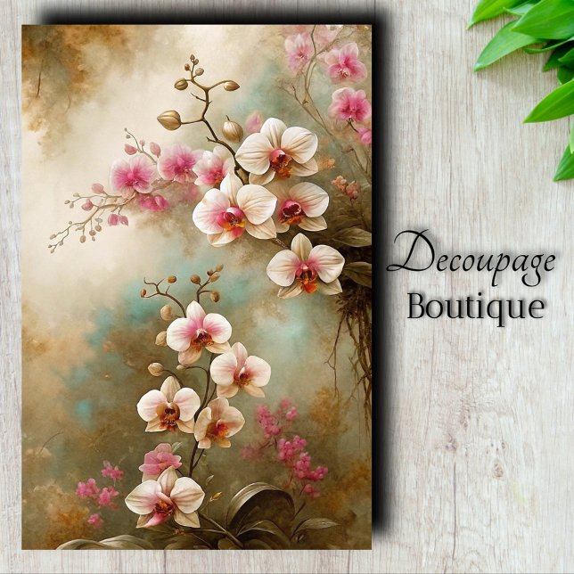 Papier Mousseline Découpage Art orchidée vintage (Vintage Orchid Art Decoupage Tissue Paper)
