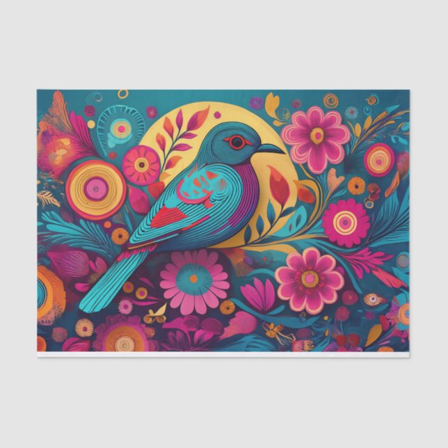 Papier Mousseline Découpage-Art populaire, papier d'ornithologie (Recto)