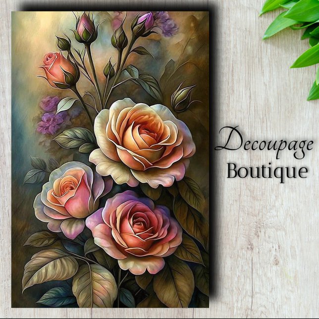 Papier Mousseline Découpage Art Rose rayonnant (Radiant Rose Art Decoupage Tissue Paper)