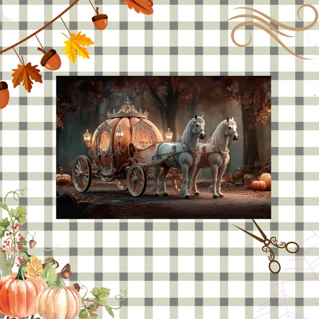 Papier Mousseline Découpage Automne Transport Chevaux blancs (Créateur téléchargé)
