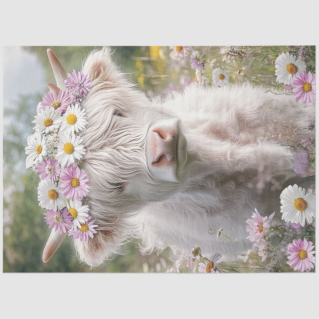 Papier Mousseline Découpage Baby Highland Floral Pink Meadow (Recto)