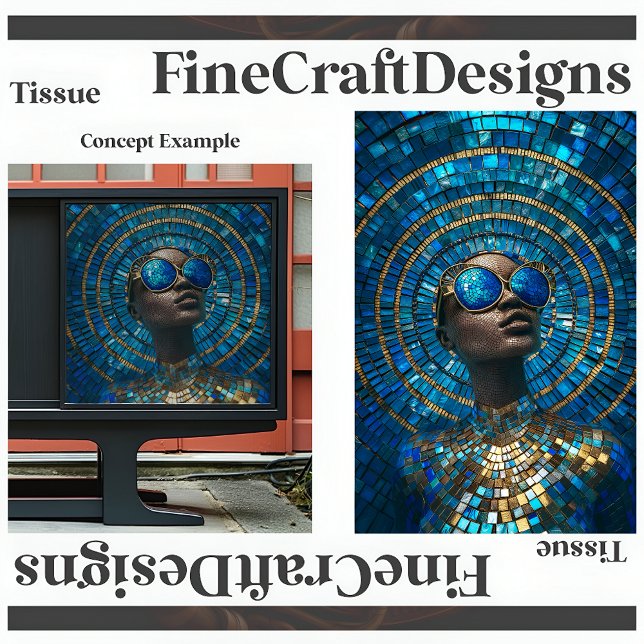 Papier Mousseline Découpage Bald à peau foncée femme Faux Mosaic 061 (Créateur téléchargé)