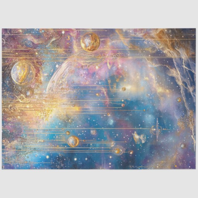 Papier Mousseline Découpage Bande dessinée fantastique Scène Gold Bl (Recto)