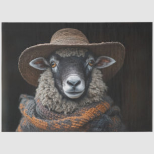 Papier Mousseline Découpage Beau mouton Brown Casquette Écarf