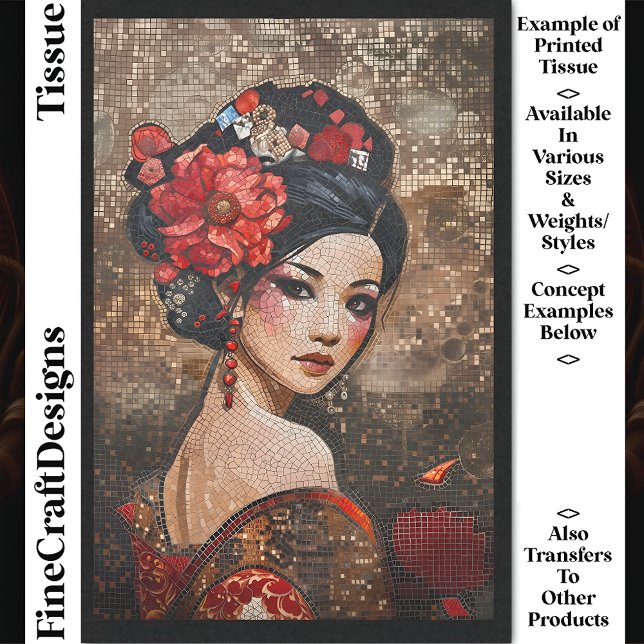 Papier Mousseline Découpage Belle asiatique femme Faux Mosaic 042 (Créateur téléchargé)